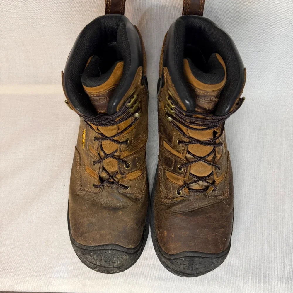 KEEN Utility Mens 13EE Brown Leather Waterproof Work Boots KEEN.DRY Mid Top